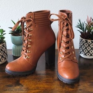 Brown Heeled Booties- NWOT